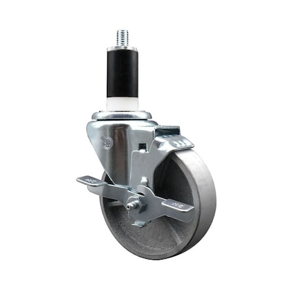 Service Caster 4'' Semi Steel Swivel 1-3/8'' Expanding Stem Caster with Brake SCC-EX20S414-SSS-TLB-138